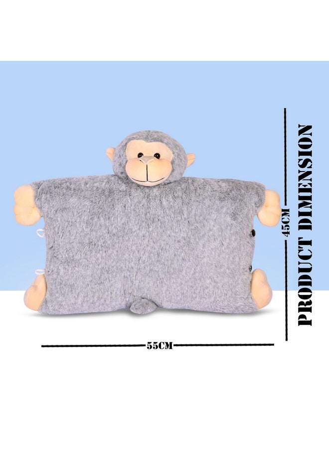 Besties BESTIES Premium Fur Monkey Soft Toy Cum Pillow Grey - Height 45 cm  - Image 4