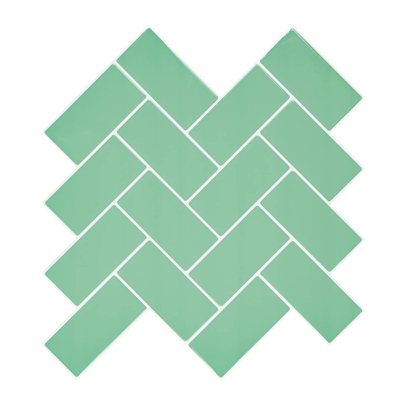 Homeart Green Peel and Stick Backsplash Herringbone Tile Self Adhesive Renter Friendly Backsplash Stick on Wall Tiles for Kitchen Bathroom 10 Sheets - Image 2