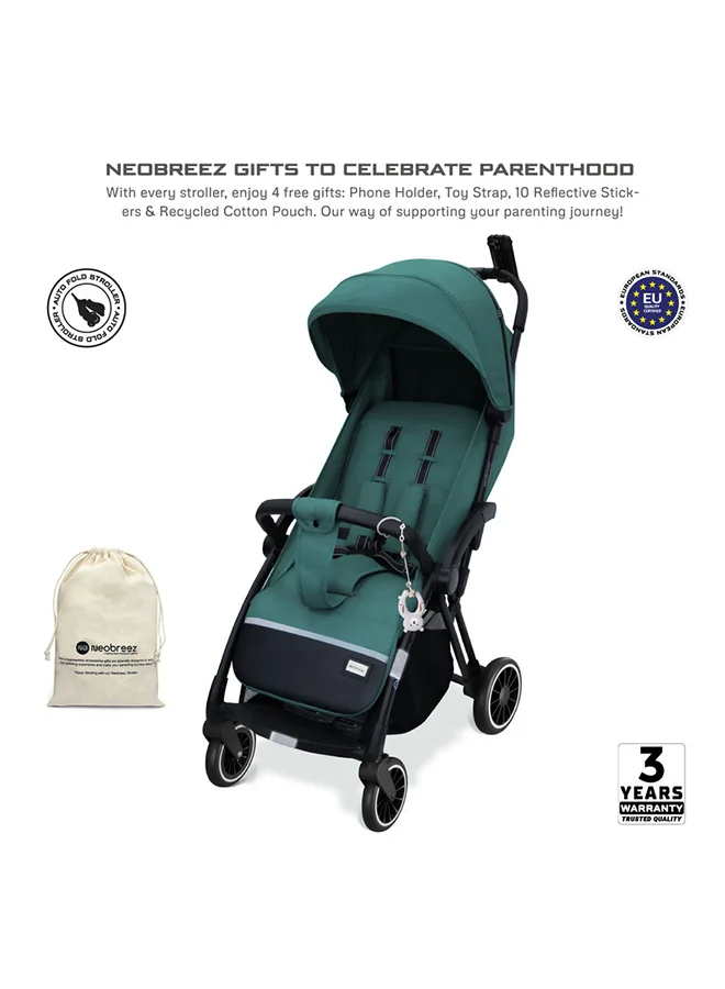 neobreez THETA Auto Fold Compact Lightweight Travel Toddler Baby Stroller,  Self-Stand Baby Trolley,  Pushchair,  Waterproof UPF 50+ Canopy, 0-4yrs,  22kg,  3yrs Warranty