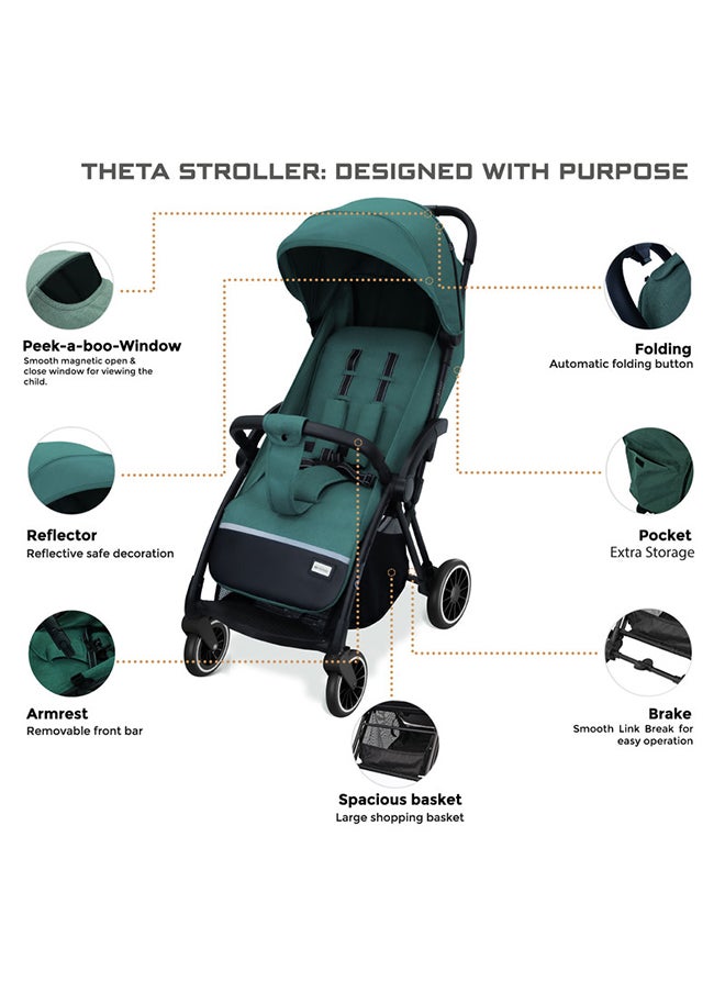 neobreez THETA Auto Fold Self Stand Travel Baby Toddler Stroller,  Compact Pushchair, Waterproof UPF 50+ Canopy, Gift  And Cotton Bag, Phone Holder, Toy Strap, Reflective Stickers, 0-4yrs, 22kg, 3yrs Warranty  - Image 4