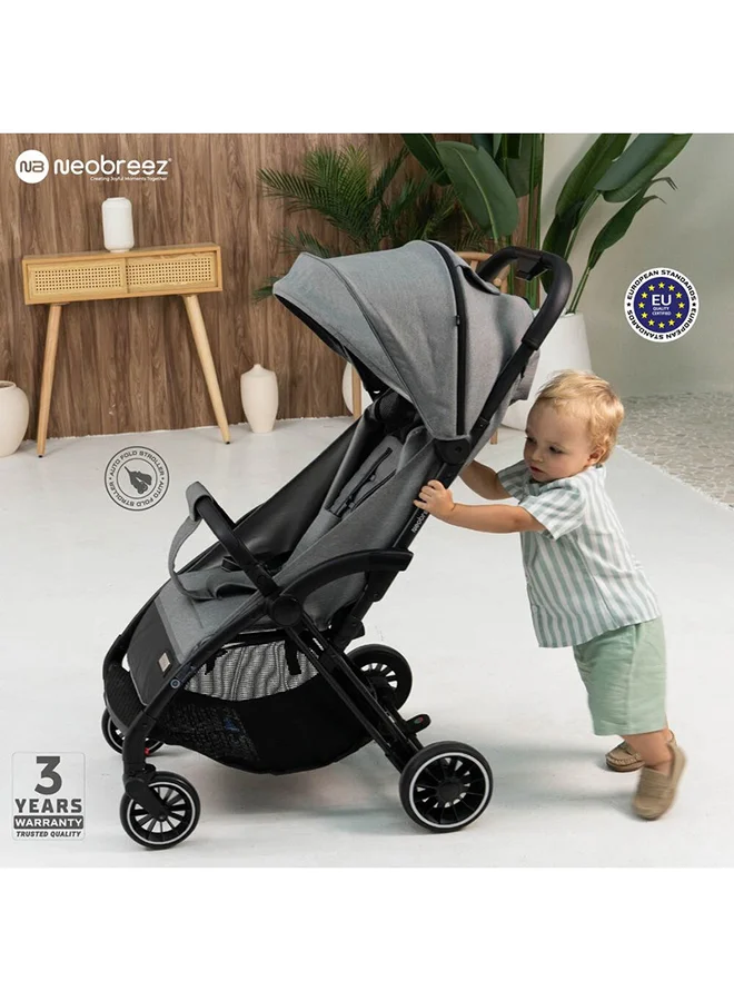 neobreez THETA Auto Fold Compact Lightweight Travel Toddler Baby Stroller,  Self-Stand Baby Trolley,  Pushchair,  Waterproof UPF 50+ Canopy, 0-4yrs,  22kg,  3yrs Warranty
