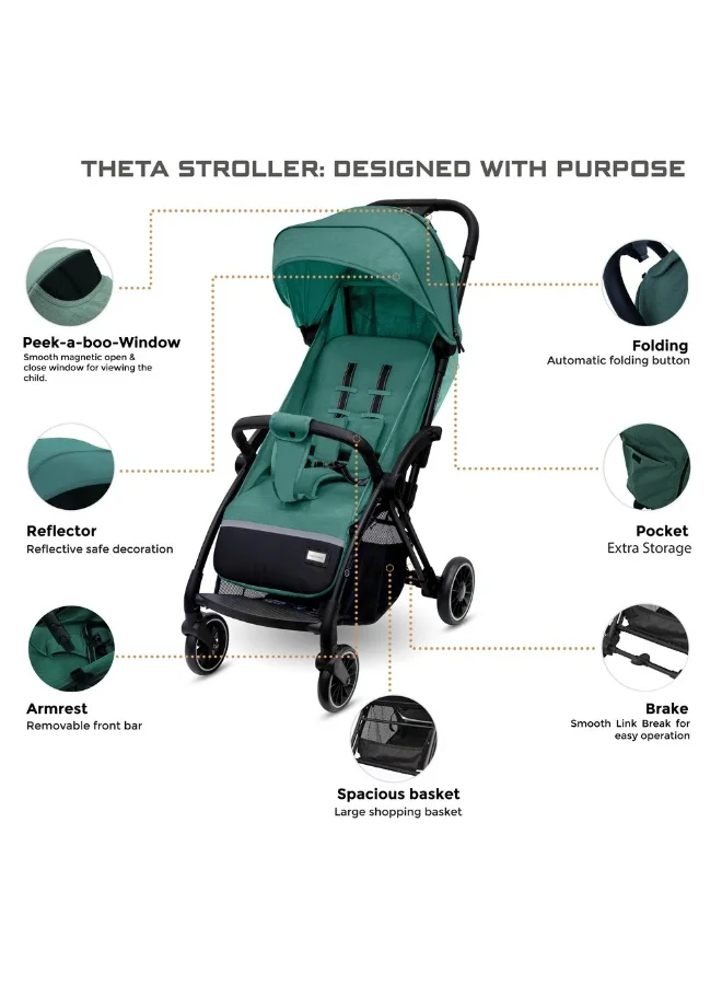 neobreez THETA Auto Fold Compact Lightweight Travel Toddler Baby Stroller,  Self-Stand Baby Trolley,  Pushchair,  Waterproof UPF 50+ Canopy, 0-4yrs,  22kg,  3yrs Warranty