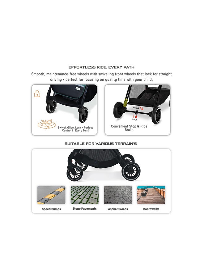 neobreez THETA Auto Fold Compact Lightweight Travel Toddler Baby Stroller,  Self-Stand Baby Trolley,  Pushchair,  Waterproof UPF 50+ Canopy, 0-4yrs,  22kg,  3yrs Warranty - Image 4