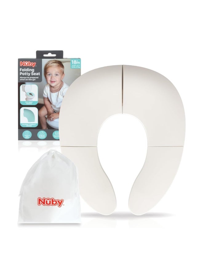 Nuby Folding Toilet Seat, Portable Toddler Potty Training Seat for Home and Travel, Foldable Toilet Trainer with Secure Fit, White - Image 1