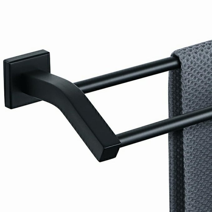 BATH DOUBLE TOWEL BARS TOWEL RACKS FOR BATHROOMWALL MOUNT TOWEL HOLDER 20INCH HEAVY DUTY SUS304 STAINLESS STEEL TOWEL HANGER RAILGK9500B MATTE BLACK