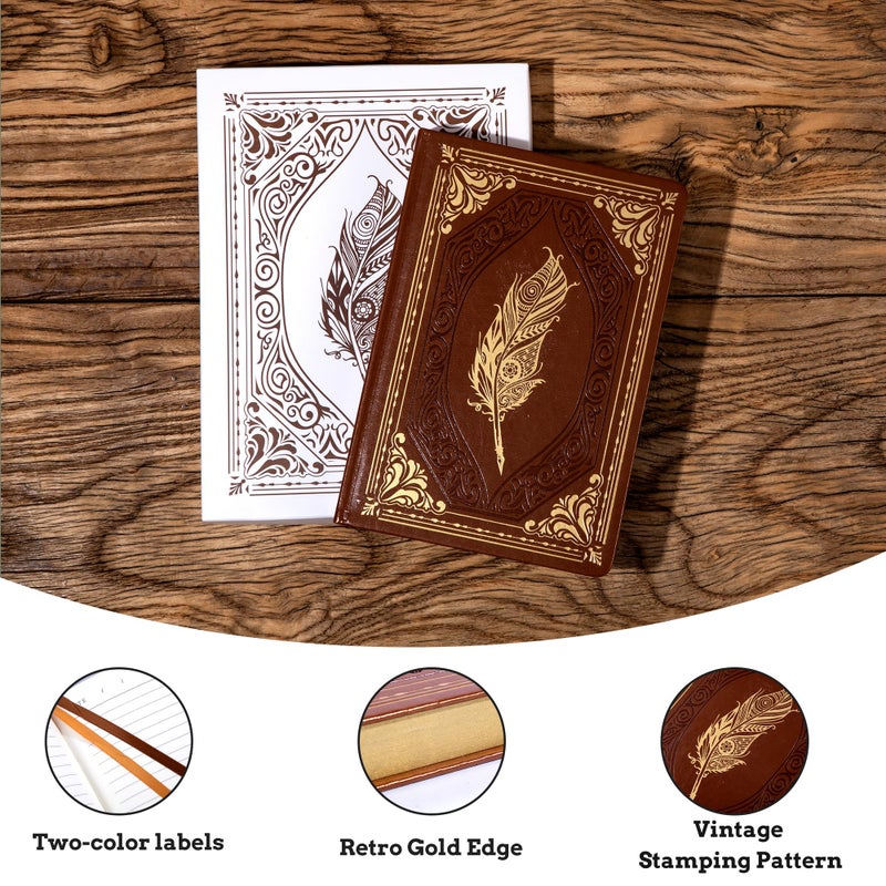 CAGIE 320 Pages Thick Hardcover Journaling Notebooks Vintage Leather Journal for Women Men A5 College Ruled Journals for Writing with Gift Box, 5.7 x 8.3 in, Brown - Image 4