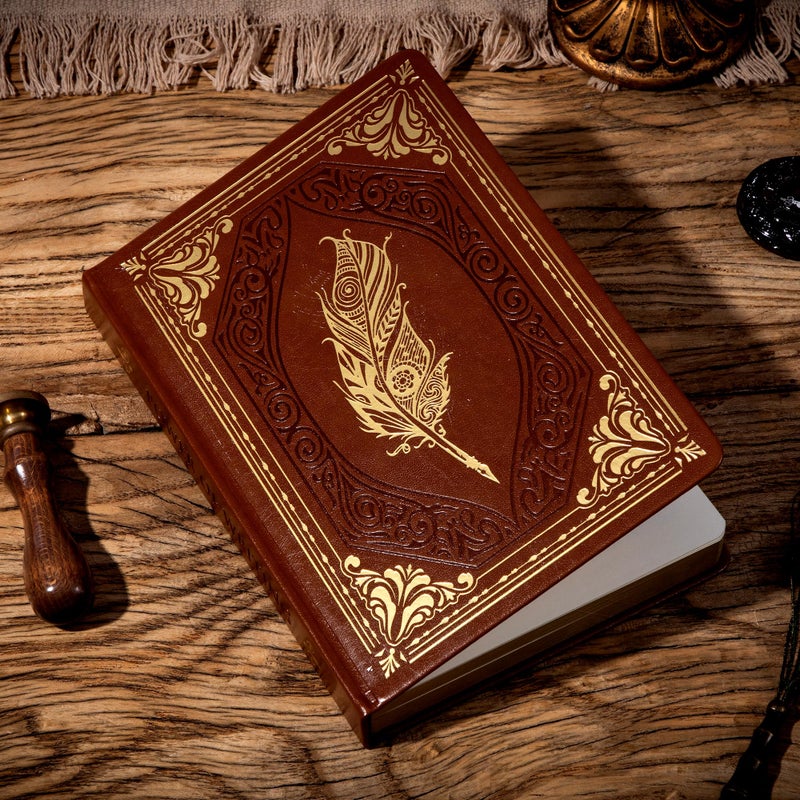 CAGIE 320 Pages Thick Hardcover Journaling Notebooks Vintage Leather Journal for Women Men A5 College Ruled Journals for Writing with Gift Box, 5.7 x 8.3 in, Brown - Image 5