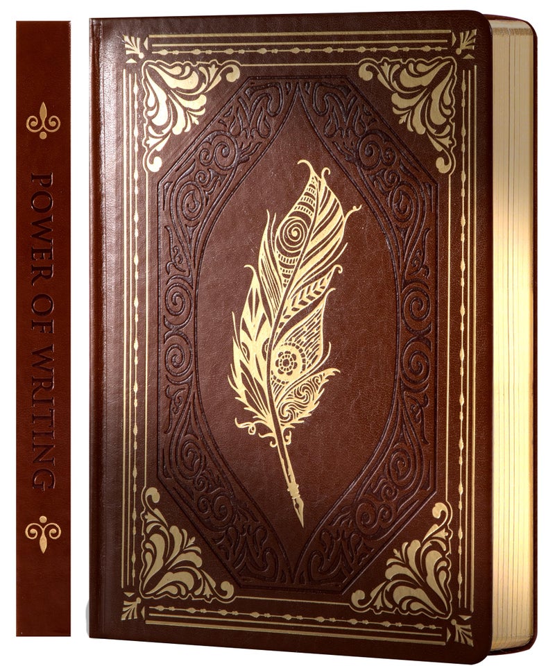 CAGIE 320 Pages Thick Hardcover Journaling Notebooks Vintage Leather Journal for Women Men A5 College Ruled Journals for Writing with Gift Box, 5.7 x 8.3 in, Brown - Image 1