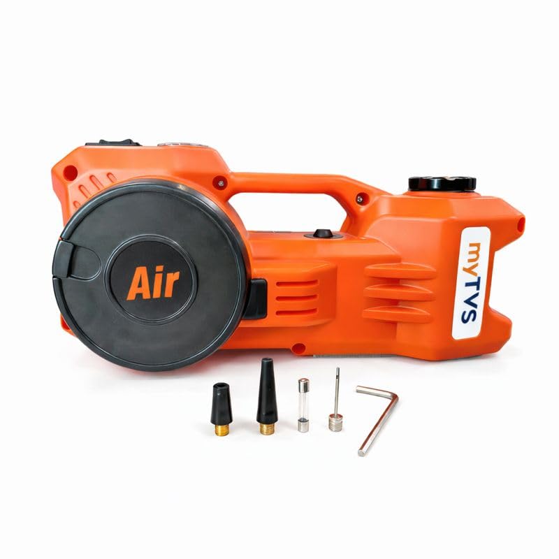 myTVS 3-Ton Electric Car Jack with 150 PSI Tyre Inflator | 2-in-1 Automatic Lifting Jack for SUV, Sedan, MPV | 12V Powered | Compact Emergency Car Kit | 1+1 Year Warranty - Image 1