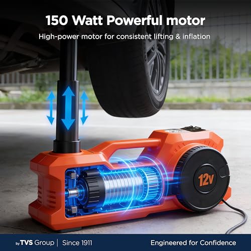 myTVS 3-Ton Electric Car Jack with 150 PSI Tyre Inflator | 2-in-1 Automatic Lifting Jack for SUV, Sedan, MPV | 12V Powered | Compact Emergency Car Kit | 1+1 Year Warranty - Image 4