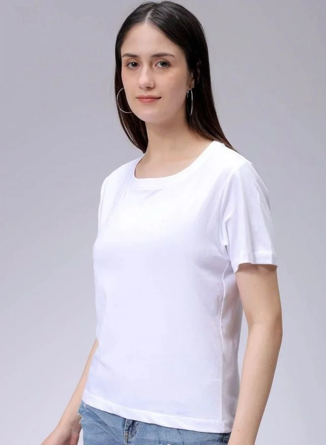 Freehand Women Regular Fit Solid Crew Neck Short Sleeve T-Shirt
