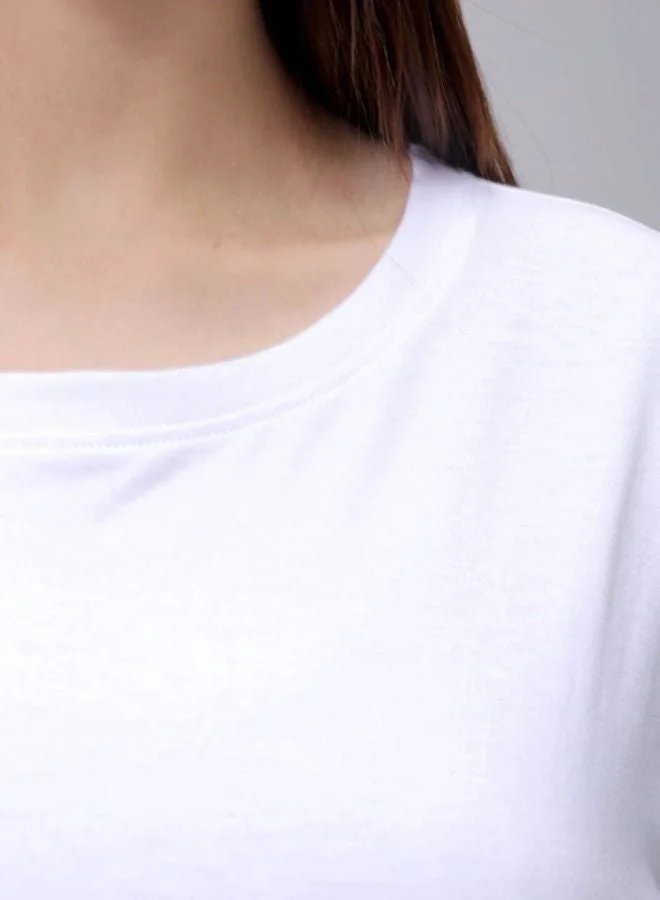Freehand Women Regular Fit Solid Crew Neck Short Sleeve T-Shirt