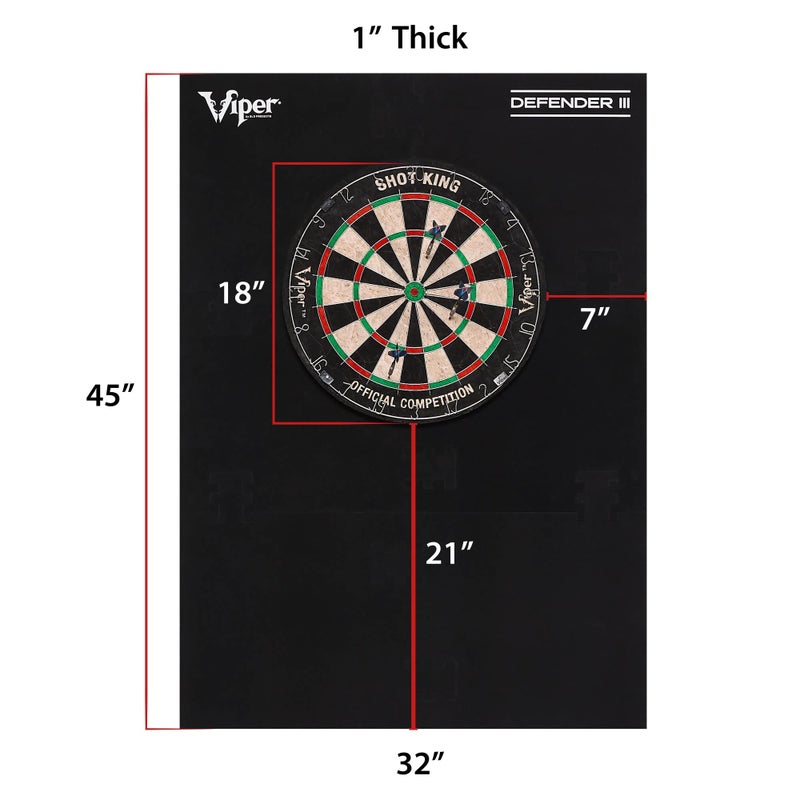 Viper Defender III Extended Length Dartboard Surround Wall Protector, Fits 17.75" and 18" Bristle Dartboards, Compression-Fit Easy Mounting, 45" H x 32" W x 1" Thickness, Black - Image 3