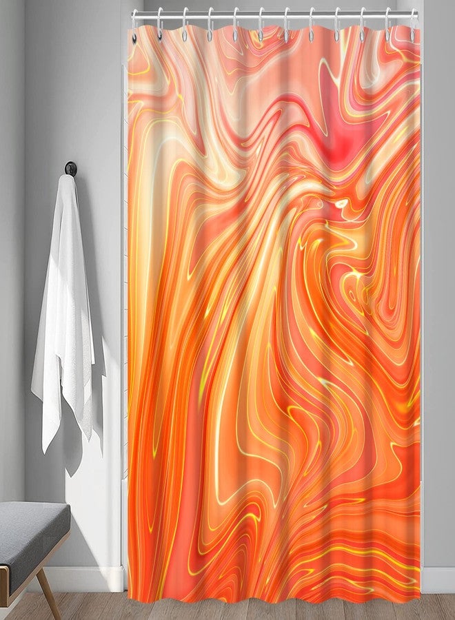 Ruelvth Orange Shower Curtain, Modern Burnt Orange and Gold Fluid Art Shower Curtain with Hooks Waterproof Aesthetic Bathroom Decor, 72x72 Inch - Image 3
