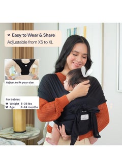 BabbleRoo Baby Wraps Carrier - Baby Essentials Baby Sling Carrier, Secure & Comfortable, Breathable, Easy-To-Use, Adjustable Xs To Xl, Promoting Parent-Child Bonding, Black  - Image 2