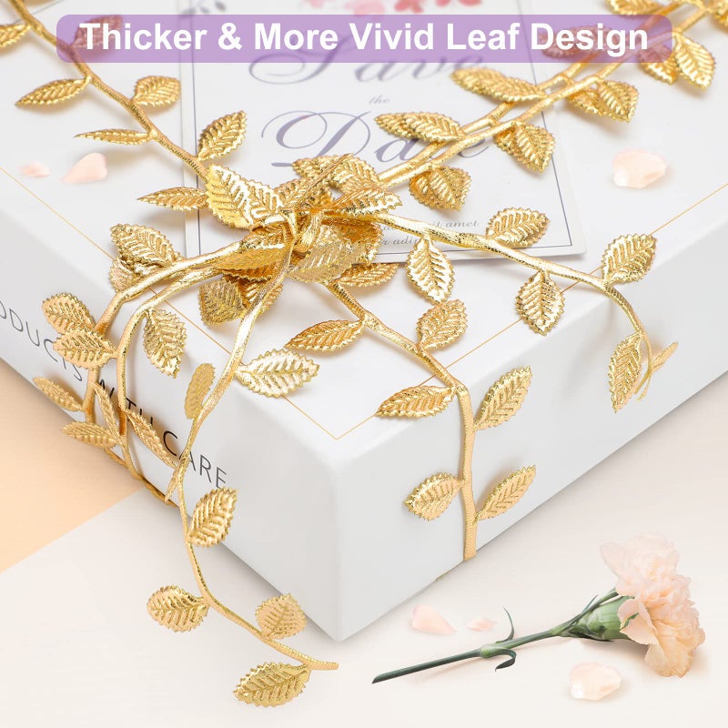 Naidiler Gold Leaf Ribbon, 20 Yards Artificial Gold Leaf Trim for DIY Crafts, Wrapping, Wedding Cake Baby Shower Party Wreath Garland Hair & Clothes Home DÃ©cor - Image 3