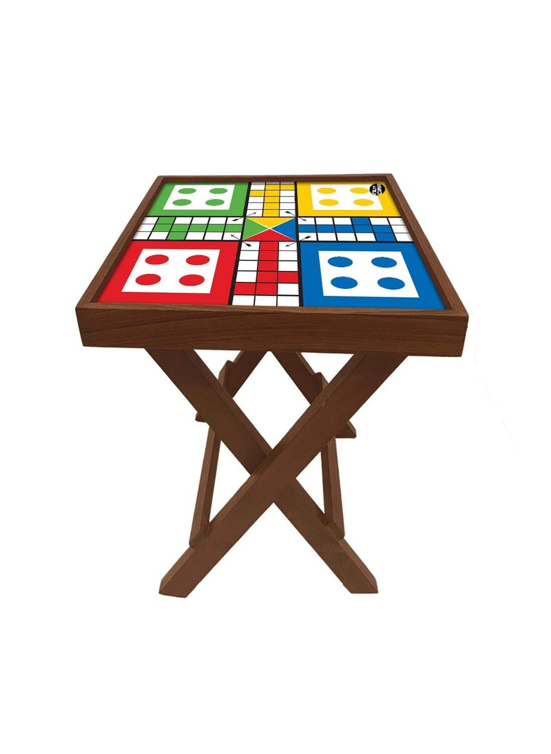 Nutcase Nutcase Designer Teak Wood Ludo Game Folding Side Table Bedside Coffee Outdoor Picnic Table Ludo Games Pieces Added  - Image 5