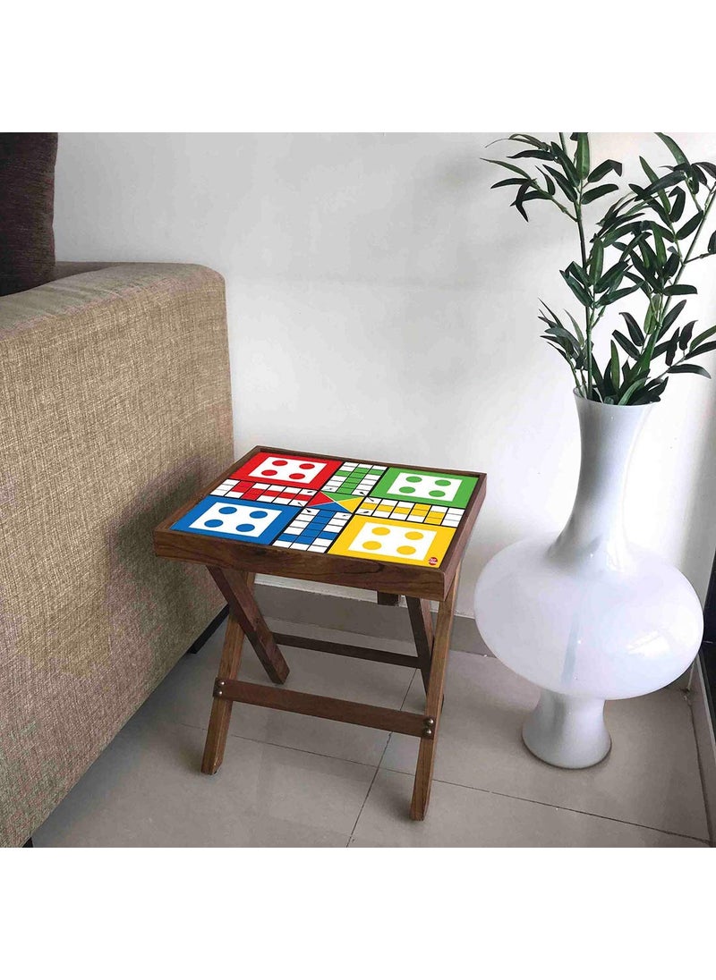 Nutcase Nutcase Designer Teak Wood Ludo Game Folding Side Table Bedside Coffee Outdoor Picnic Table Ludo Games Pieces Added  - Image 3