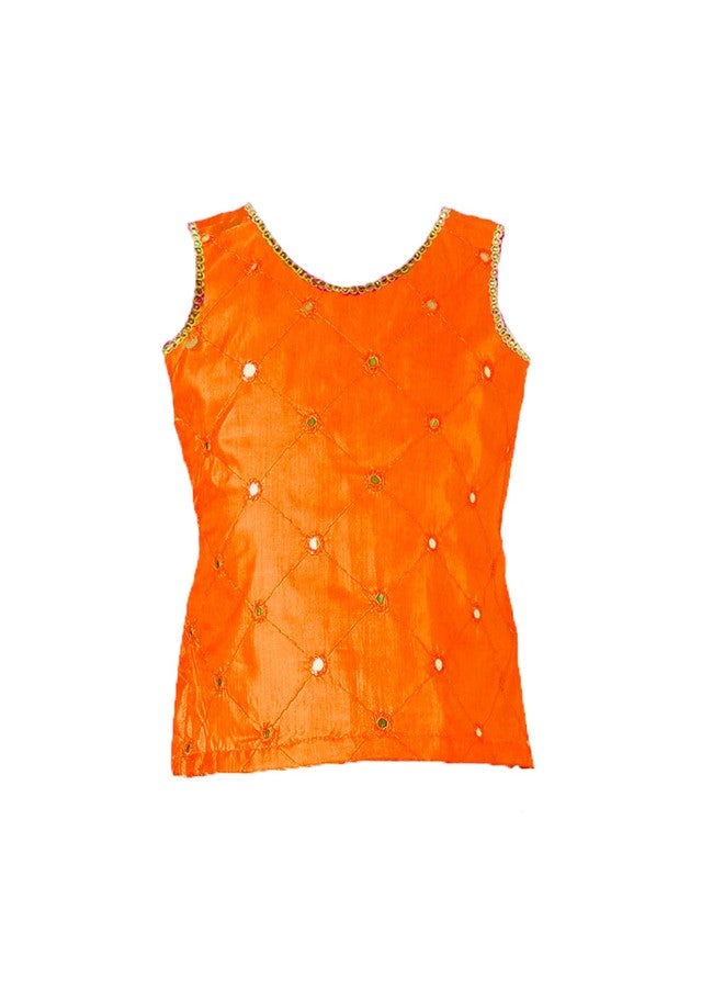 HIBA TRICOLOR lehenga choli for baby girl green orange white 5-6 years - Image 3