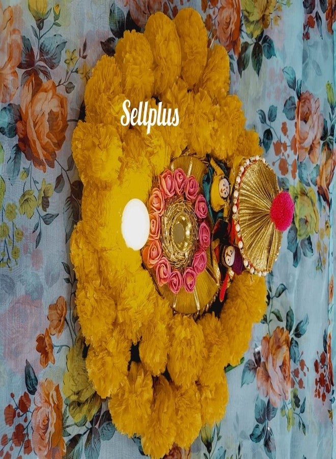SP SELLPLUS Sellplus Rakhi Plater Holder Mini Foam Rose & Puppet Designer and Ethnic Rakhi Thali with Genda & Kumkum Chawal Holder - Image 1