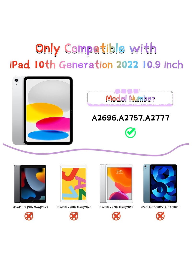 Case for iPad 10th Generation Cute butterfly iPad case with screen protector and 360 degree folding stand.