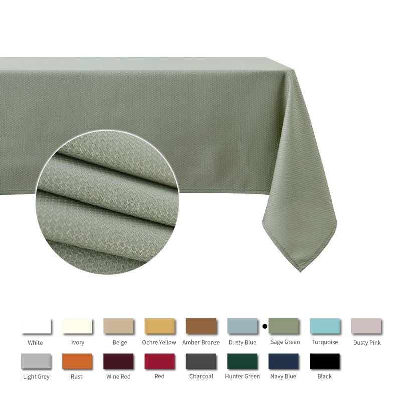maxmill Textured Rectangular Tablecloth Water Resistance Antiwrinkle Spillproof Soft Jacquard Table Cloth for Dining Room, Buffet Banquet Parties and Holiday Dinners, 60 x 104 Inch, Sage Green - Image 3