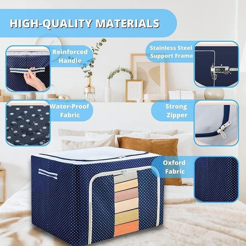 EXOMOON 66 Litre Waterproof Collapsible Folding Clothes Organiser Storage Bag for Wardrobe Living Boxes for Saree Shirts and Blankets Bag with Window Handle 1 - Image 4