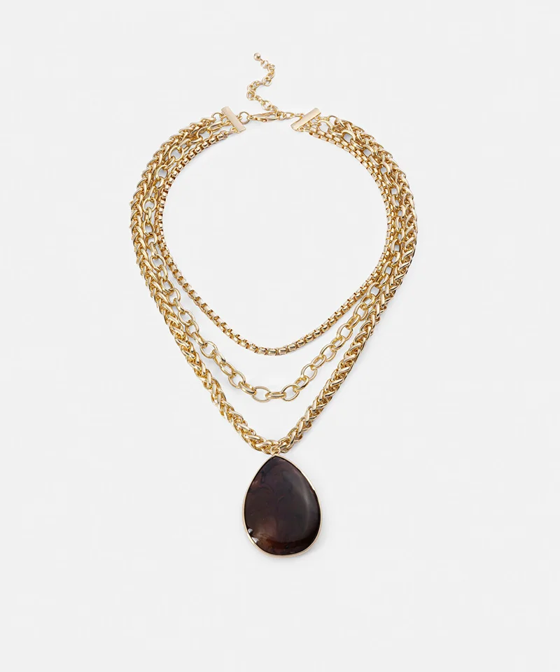 ابيكول Resin Bead Layered Chain Necklace