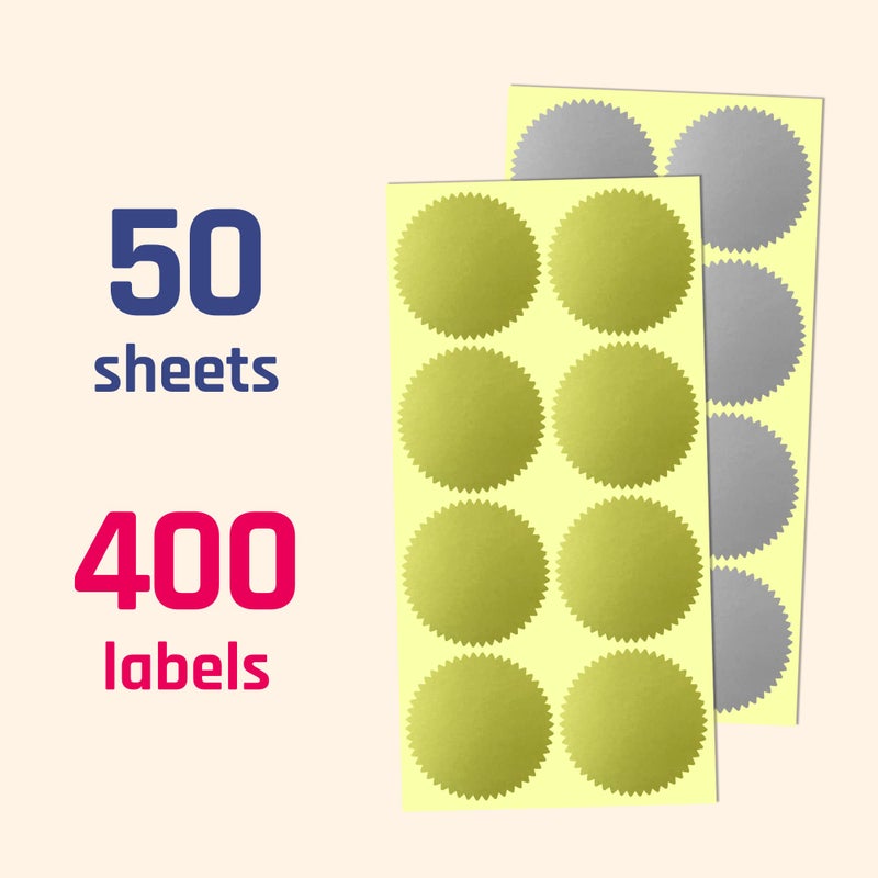 TownStix 400 Pack, 2" Certificate Award Seals Stickers - Silver/Gold - Image 4