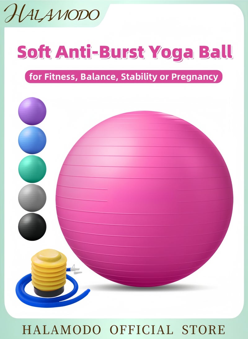 HALAMODO Yoga Ball Exercise Ball for Fitness Anti-Burst Stability Ball with Pump Non-Slip Pilates Balance Ball for Home Office Pregnancy Physical Therapy  - Image 1