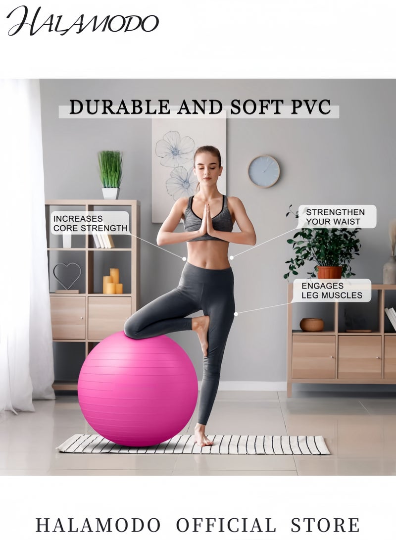 HALAMODO Yoga Ball Exercise Ball for Fitness Anti-Burst Stability Ball with Pump Non-Slip Pilates Balance Ball for Home Office Pregnancy Physical Therapy  - Image 3