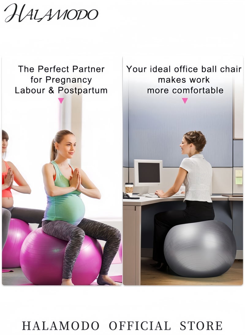 HALAMODO Yoga Ball Exercise Ball for Fitness Anti-Burst Stability Ball with Pump Non-Slip Pilates Balance Ball for Home Office Pregnancy Physical Therapy  - Image 4
