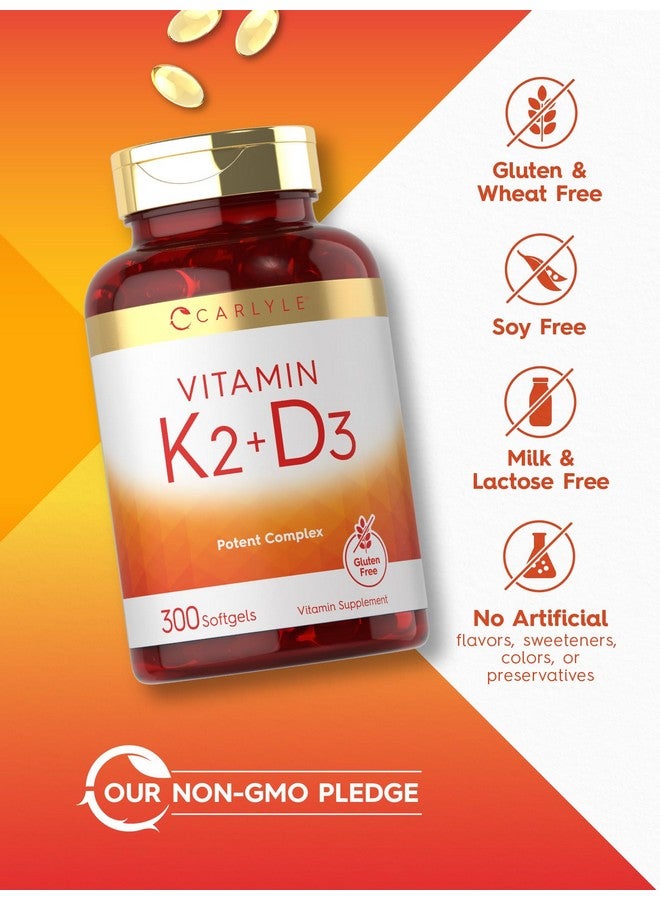مكمل كارلايل فيتامين ك2 ود3 | 300 كبسولة هلامية | 200 ميكروغرام ك2 MK7 و10,000 وحدة دولية د3 | غير معدل وراثيًا، خالٍ من الغلوتين - Image 5