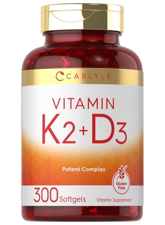 مكمل كارلايل فيتامين ك2 ود3 | 300 كبسولة هلامية | 200 ميكروغرام ك2 MK7 و10,000 وحدة دولية د3 | غير معدل وراثيًا، خالٍ من الغلوتين - Image 1