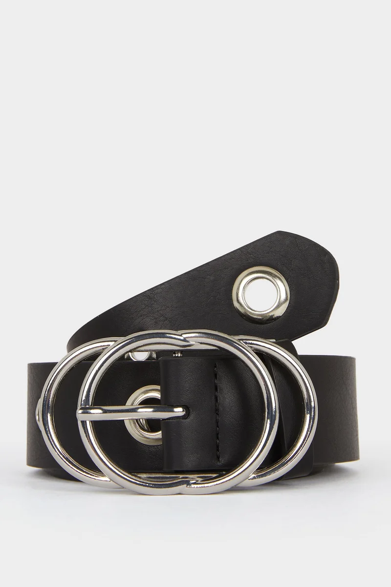 Woman Faux Leather Denim Belt