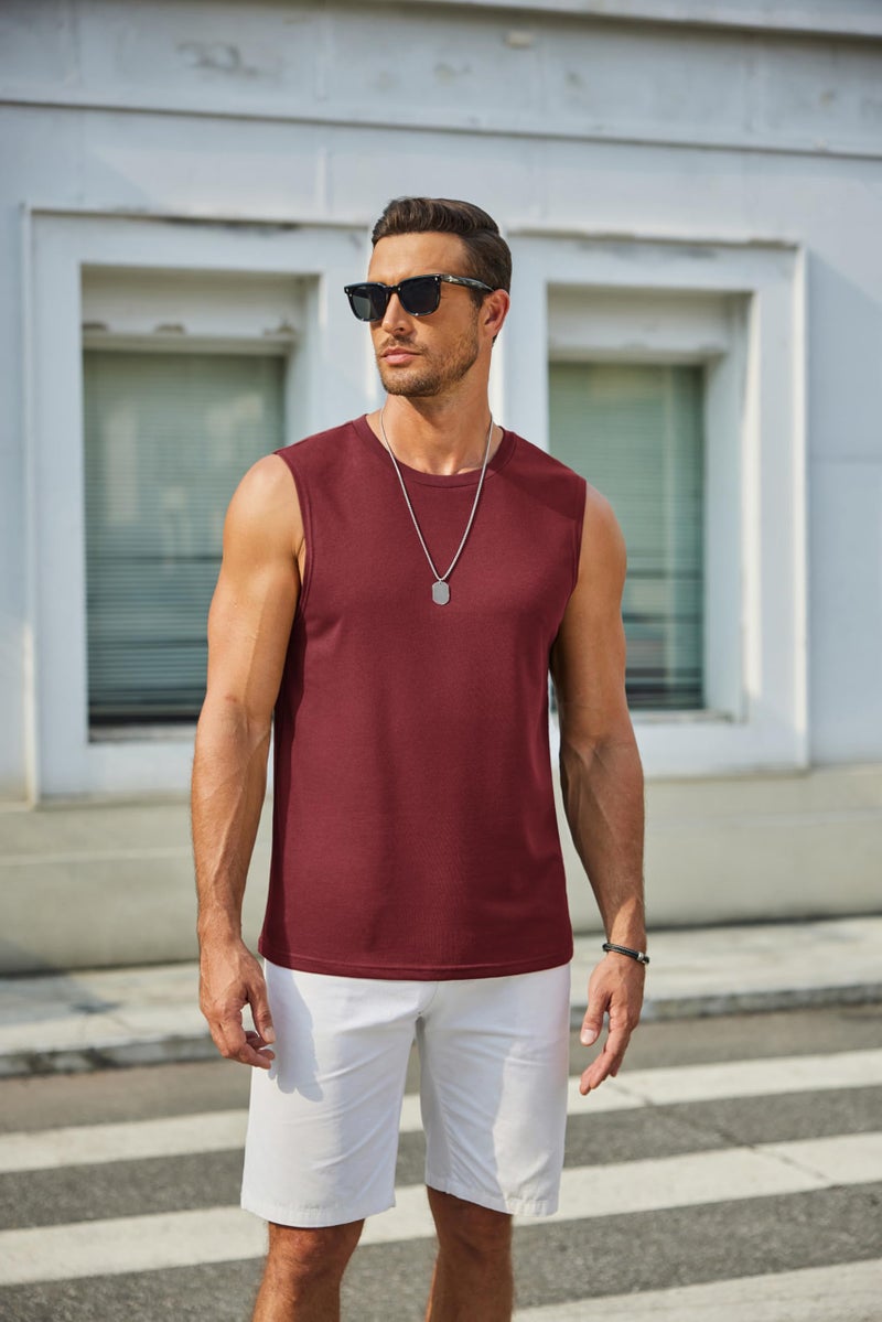 COOFANDY Men's Sleeveless Shirts Cotton 3 Pack Gym Muscle Tee Solid Soft Casual Classic Tank Tops Black/Medium Grey L - Image 2