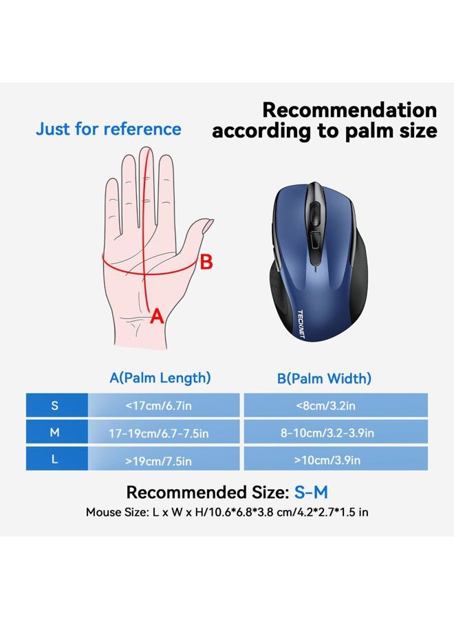 TECKNET Wireless Mouse 4800 DPI Computer USB A Mouse 6 Buttons, Wide Compatibility - Dark Blue - Image 3