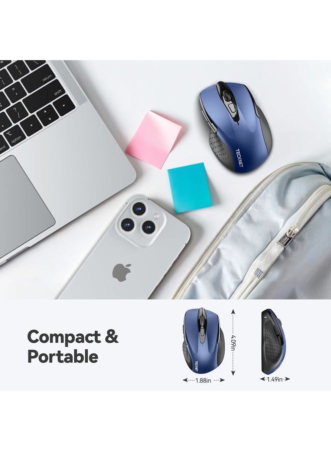 TECKNET Wireless Mouse 4800 DPI Computer USB A Mouse 6 Buttons, Wide Compatibility - Dark Blue - Image 2