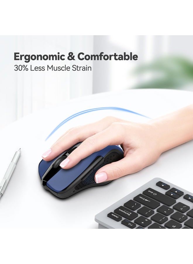 TECKNET Wireless Mouse 4800 DPI Computer USB A Mouse 6 Buttons, Wide Compatibility - Dark Blue - Image 4