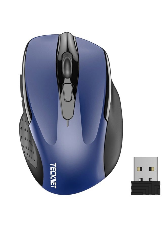 TECKNET Wireless Mouse 4800 DPI Computer USB A Mouse 6 Buttons, Wide Compatibility - Dark Blue - Image 1