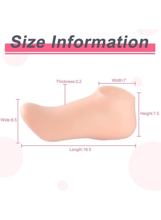 Satinior Silicone Socks 3 Pairs Aloe Socks Silicone Gel Heel Socks Anti Slip Silicone Moisturizing Socks for Women Men Dry Cracking Skin (Small), Pink, Beige and White - Image 2