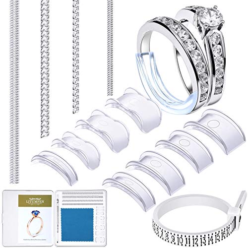 Weewooday 12 Pack Ring Sizers for Loose Ring with Measuring Tool 12 Size Fitter for Spacer & Tightener Invisible Rings Size Adjuster Guard for Women Men Fit Bands Width to 4-11 mm Any Rings(12 Pieces) - Image 1
