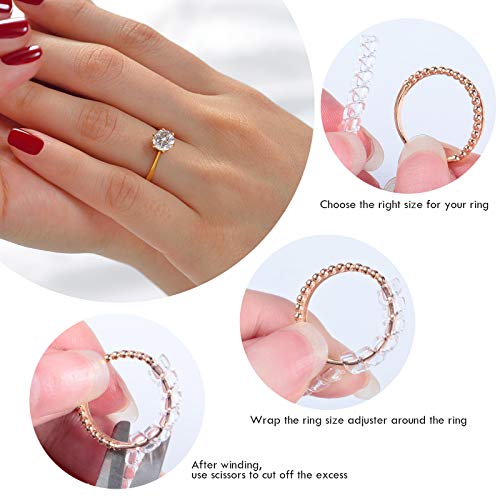 Weewooday 12 Pack Ring Sizers for Loose Ring with Measuring Tool 12 Size Fitter for Spacer & Tightener Invisible Rings Size Adjuster Guard for Women Men Fit Bands Width to 4-11 mm Any Rings(12 Pieces) - Image 5