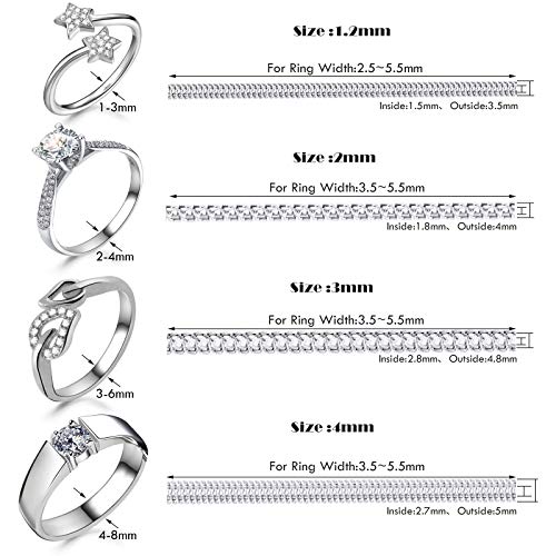 Weewooday 12 Pack Ring Sizers for Loose Ring with Measuring Tool 12 Size Fitter for Spacer & Tightener Invisible Rings Size Adjuster Guard for Women Men Fit Bands Width to 4-11 mm Any Rings(12 Pieces) - Image 3