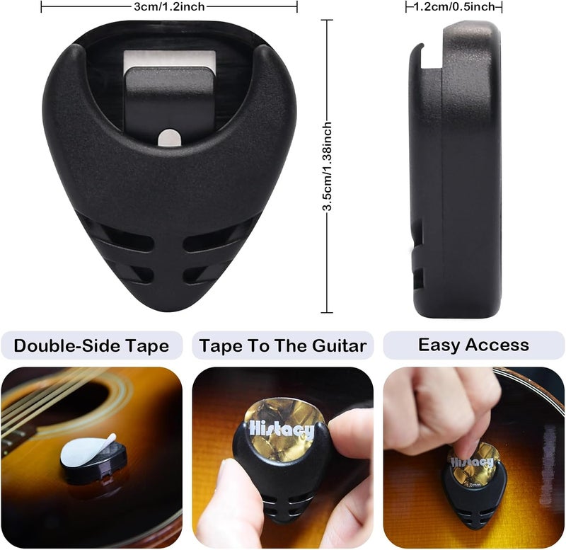 Histacy Guitar Accessories Kit: Clip On Guitar Tuner, 3 in 1 Guitar Capo, 30 Guitar Picks, Pick Holder, Leather Plectrum Pouch Keyring & Storage Case for Acoustic Electric Guitar, Bass, Ukulele - Image 5