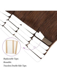 ABH AMAZINGBEAUTY HAIR ABH AmazingBeauty Hair Semi-Permanent Pre-taped Real Remy Human Hair Skin Weft Hair Extensions, Invisible, Seamless and Reusable, 50g 20pcs, Light Chocolate Brown Color 4, 20 Inch  - Image 3