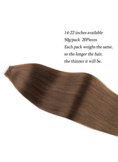 ABH AMAZINGBEAUTY HAIR ABH AmazingBeauty Hair Semi-Permanent Pre-taped Real Remy Human Hair Skin Weft Hair Extensions, Invisible, Seamless and Reusable, 50g 20pcs, Light Chocolate Brown Color 4, 20 Inch  - Image 2