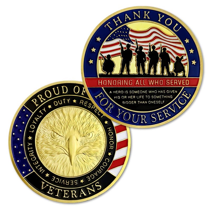 LDCREEE Military Veterans Challenge Coin Thank You for Your Service Appreciation Gift - Image 1