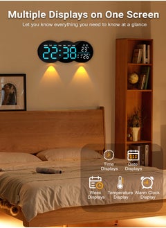 Necomi Digital Wall Clock, Remote Controll, 2 Alarms, LED Display, Auto DST, Temperature, Night Light for Living Room, Bedroom, Study, Mounted or Stand  - Image 3