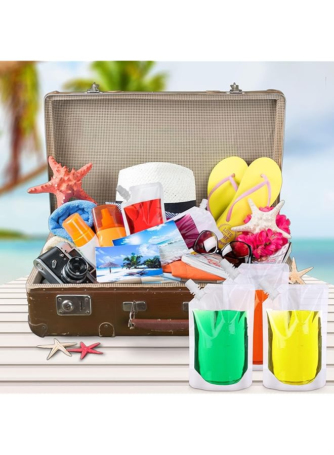 Excefore 50 Pcs 16 Oz Reusable Plastic Flask Drink Pouches With Collapsible Funnel Perfect For Travel Parties And More - Image 2